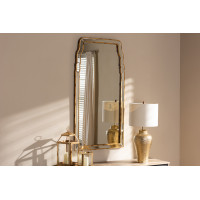 Baxton Studio RXW-8011 Alice Modern and Contemporary Queen Anne Style Antique Gold Finished Accent Wall Mirror